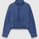 Denim Jas met Ritssluiting en Moderne Pasvorm
