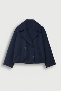 Elegante Korte Jas met Dubbele Knopen en Reverskraag
