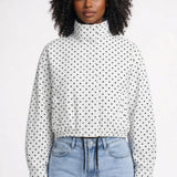 Dames Hoodie Met Polkadot Print En Trekkoord
