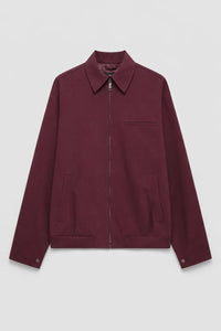 Bordeaux Rode Casual Herenjas Met Ritssluiting