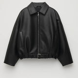 Oversized Leren Look Jas met Rits