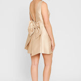 Champagne Elegante Mini Jurk met Strik