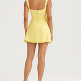 Gele Elegante Mini Jurk met V Hals