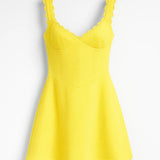 Gele Elegante Mini Jurk met V Hals