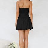 Zwarte Strapless Skater Mini Jurk