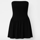 Zwarte Strapless Skater Mini Jurk
