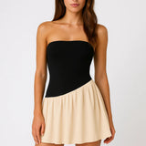 Zwarte Strapless Skater Mini Jurk