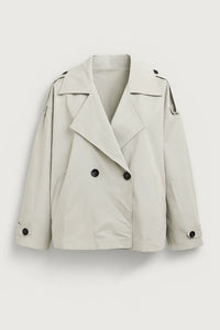 Korte Trenchcoat met Dubbele Knopen en Tailleband
