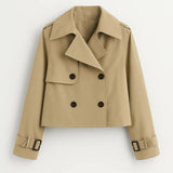 Cropped Trenchcoat met Dubbele Knopen en Moderne Pasvorm