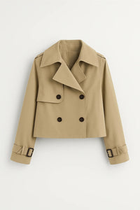 Cropped Trenchcoat met Dubbele Knopen en Moderne Pasvorm