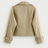 Cropped Trenchcoat met Dubbele Knopen en Moderne Pasvorm