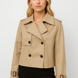 Cropped Trenchcoat met Dubbele Knopen en Moderne Pasvorm