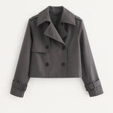 Cropped Trenchcoat met Dubbele Knopen en Moderne Pasvorm