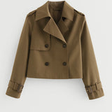 Cropped Trenchcoat met Dubbele Knopen en Moderne Pasvorm