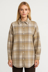 Geruite Oversized Blouse met Knoopsluiting