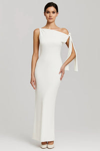Witte Elegante One Shoulder Maxi Jurk