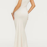 Witte Elegante One Shoulder Maxi Jurk
