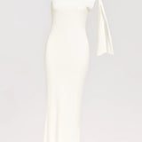 Witte Elegante One Shoulder Maxi Jurk