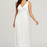 Witte Elegante V Hals Maxi Jurk