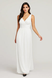 Witte Elegante V Hals Maxi Jurk