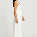Witte Elegante V Hals Maxi Jurk