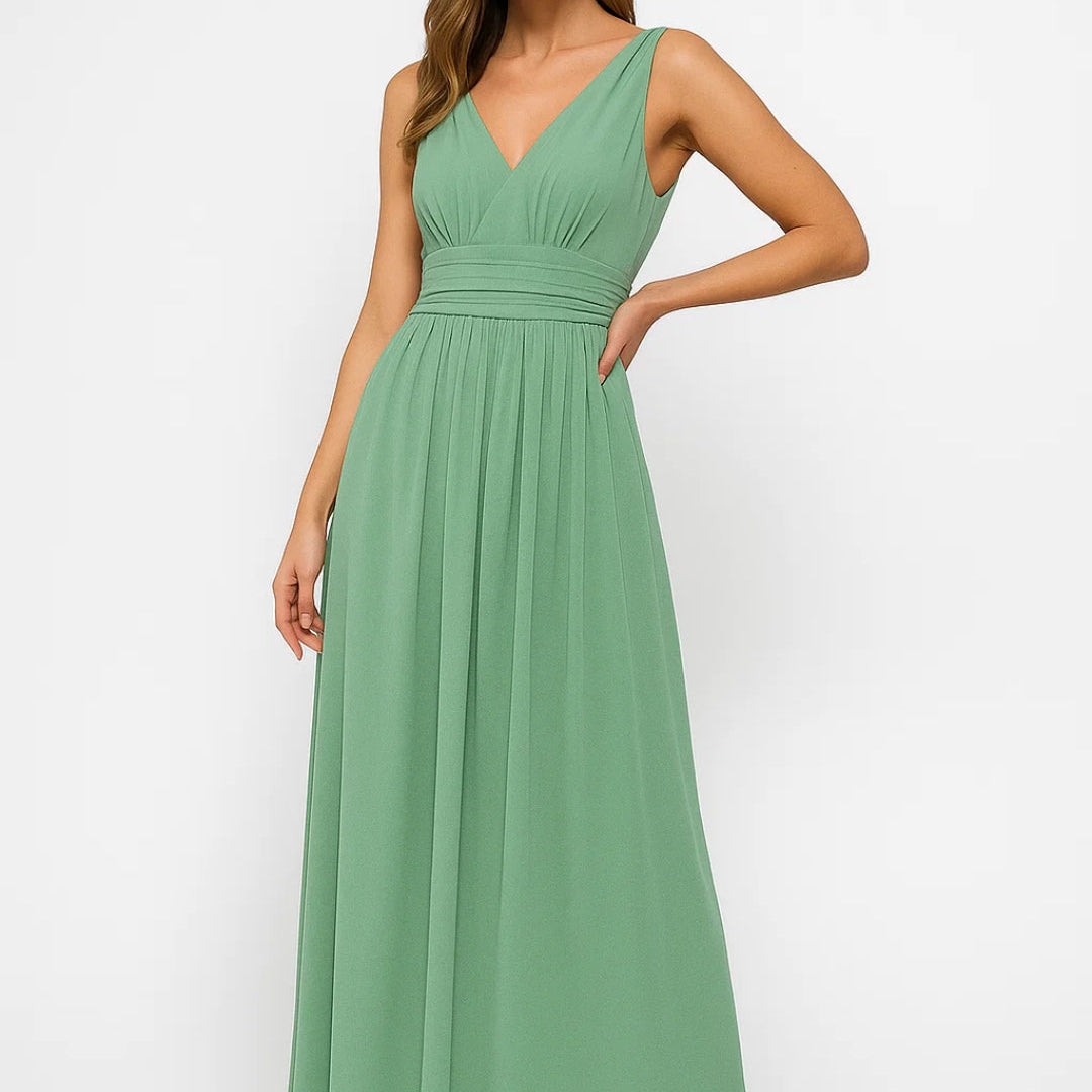 Witte Elegante V Hals Maxi Jurk
