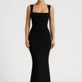 Zwarte Elegante Bodycon Maxi Jurk