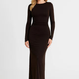Dames Gebreide Maxi Jurk Met Lange Mouwen