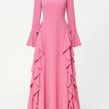 Dames Maxi Jurk Met Volants En Lange Mouwen