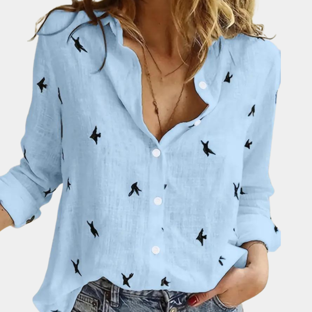 Louise™ Dames Blouse met Zwaluwprint