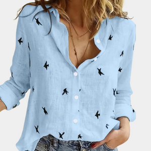 Louise™ Dames Blouse met Zwaluwprint