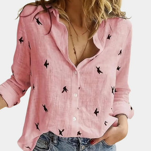 Louise™ Dames Blouse met Zwaluwprint
