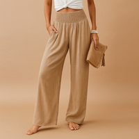 Loïs dames broek | Luchtige zomerbroek met rechte pijpen en elastische taille