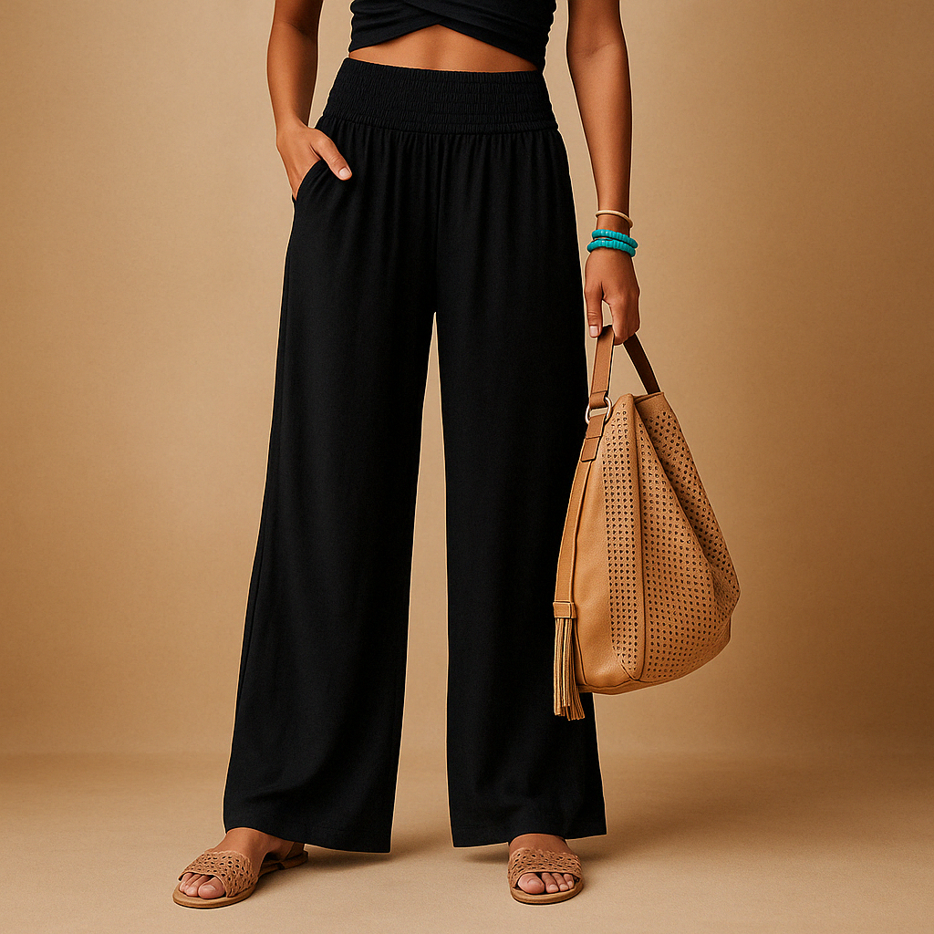 Loïs dames broek | Luchtige zomerbroek met rechte pijpen en elastische taille