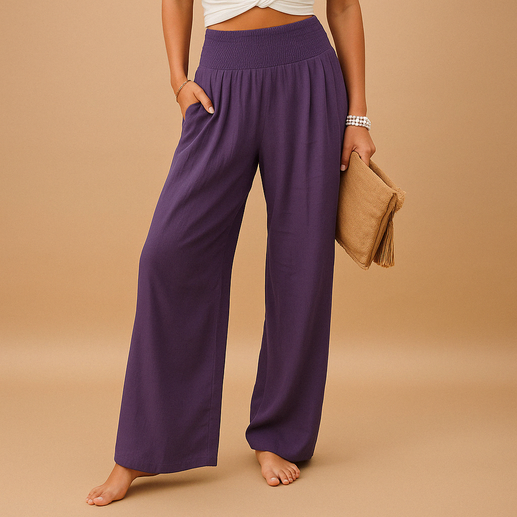Loïs dames broek | Luchtige zomerbroek met rechte pijpen en elastische taille