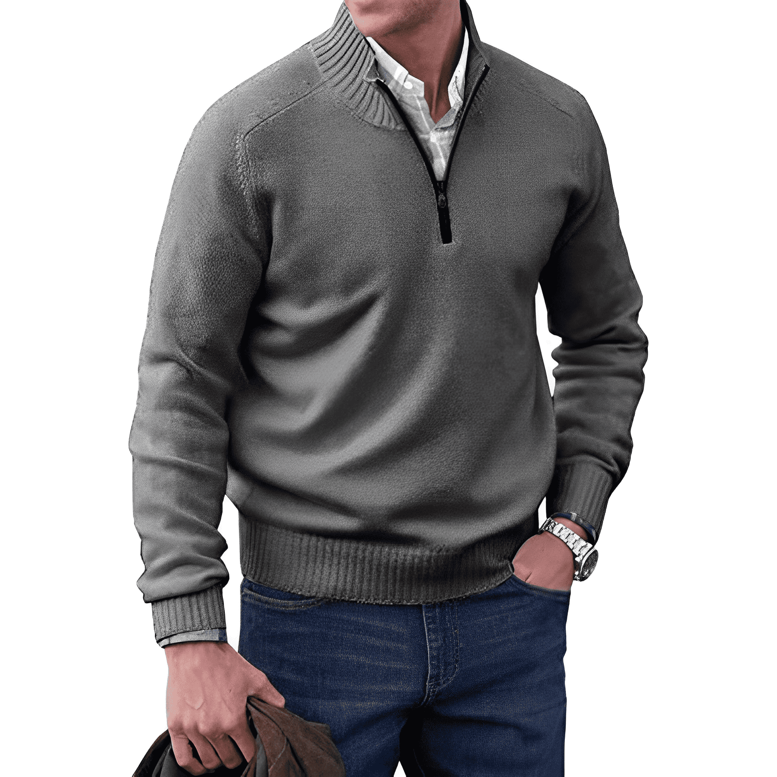 Matteo Ricci | Luxe Kasjmier Herenpullover met Rits