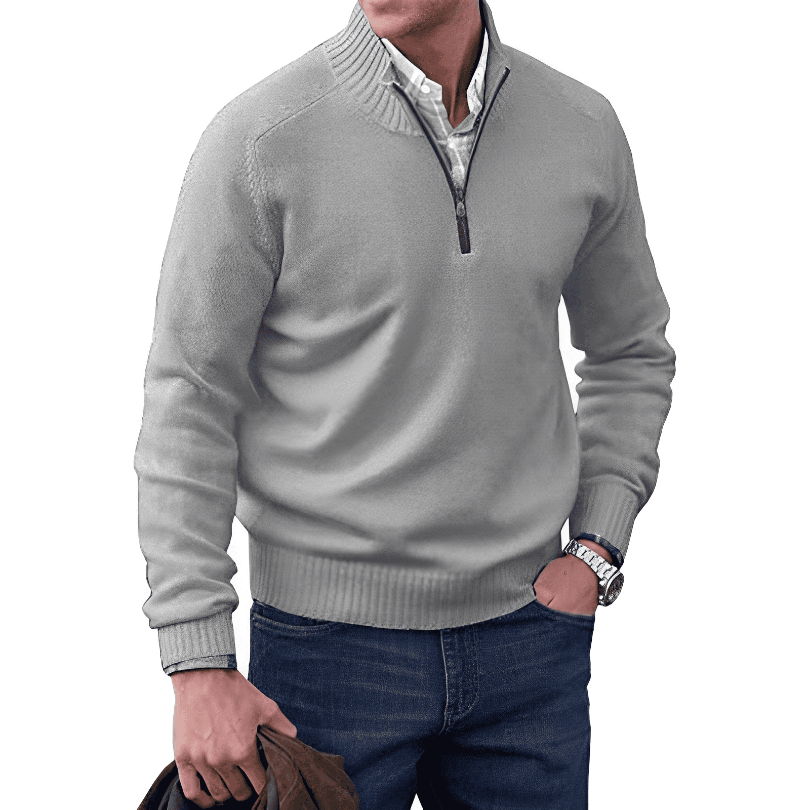 Matteo Ricci | Luxe Kasjmier Herenpullover met Rits