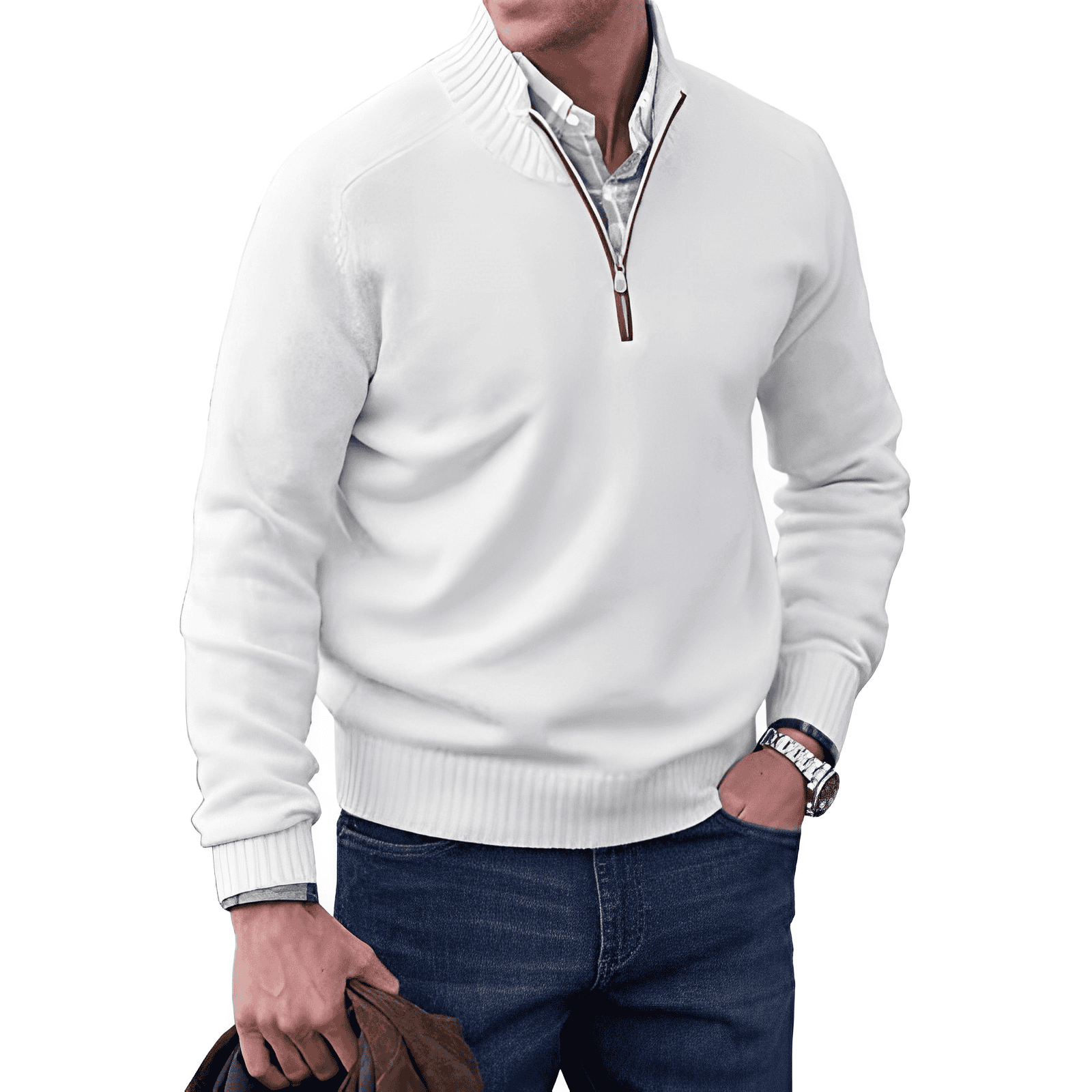 Matteo Ricci | Luxe Kasjmier Herenpullover met Rits
