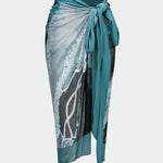 Angela | Twee-delig badpak set met abstracte print, strikbanden en pareo