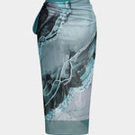 Angela | Twee-delig badpak set met abstracte print, strikbanden en pareo