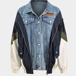 Jade | Patchwork-jack met denim- en nylon-elementen – Casual en uniek
