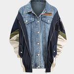 Jade | Patchwork-jack met denim- en nylon-elementen – Casual en uniek