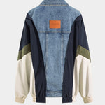 Jade | Patchwork-jack met denim- en nylon-elementen – Casual en uniek