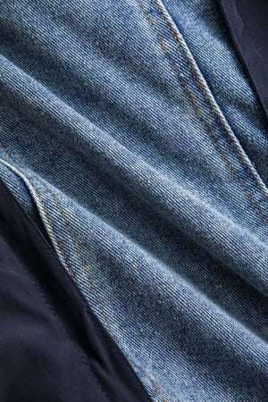 Jade | Patchwork-jack met denim- en nylon-elementen – Casual en uniek