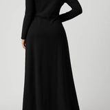 Dames Maxi Jurk Met Col En Lange Mouwen