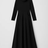 Dames Maxi Jurk Met Col En Lange Mouwen