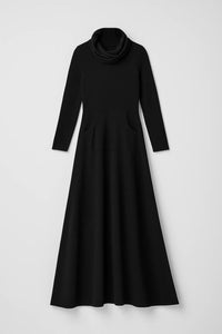 Dames Maxi Jurk Met Col En Lange Mouwen