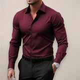 Heren Overhemd Slim Fit Stretch Zakelijk Elegant