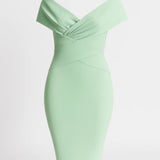 Elegante Bodycon Midi Jurk met Off Shoulder Design