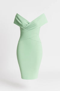 Elegante Bodycon Midi Jurk met Off Shoulder Design